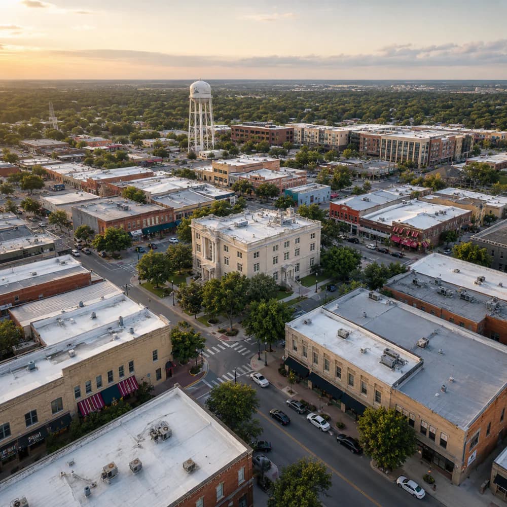Aerial view of McKinney, Texas.