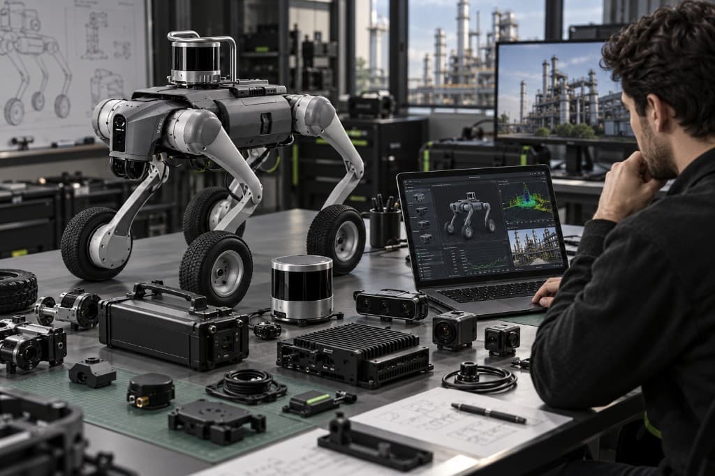 Engineer reviewing platform configuration, sensors, and compute options